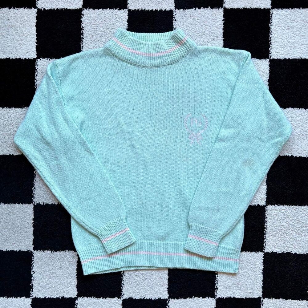 Vintage Pastel Blue Mockneck Sweater S